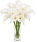 Fake Flowers in Vase 12“ Artificial Calla Lily Pure-White Flowers Arrangement with Vase and Faux Water for Home Decor Dining Table